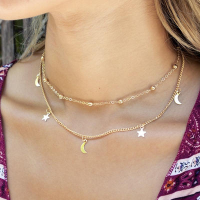 Special Discount: Gold Moon and Star Necklace