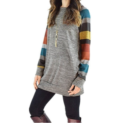Striped Sleeve Pullover (4 Colors)